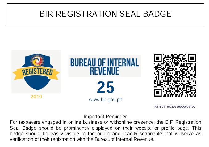 BIR Registration Seal Badge